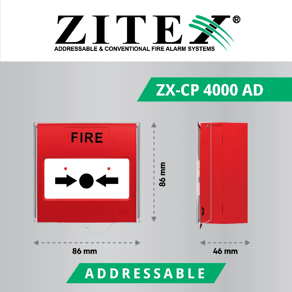 شستی اعلام حریق آدرس پذیر زیتکس مدل ZX-CP 4000 AD